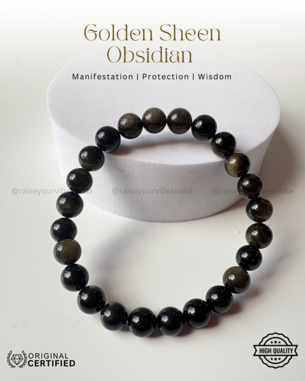Energized Goldsheen Obsidian Bracelet (Fulfilment- Spirituality – Manifest - Success) 8mm |💎100% Authentic &