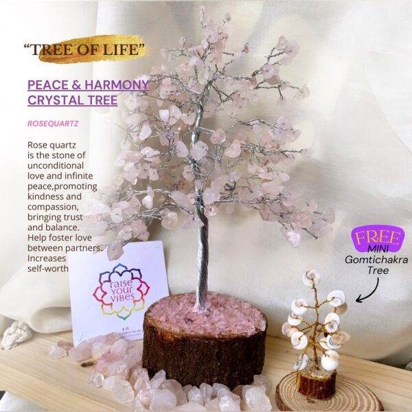 Natural Rose Quartz Tree (Unconditional love & Self - love) | 100% Authentic & Natural | 300 Beads