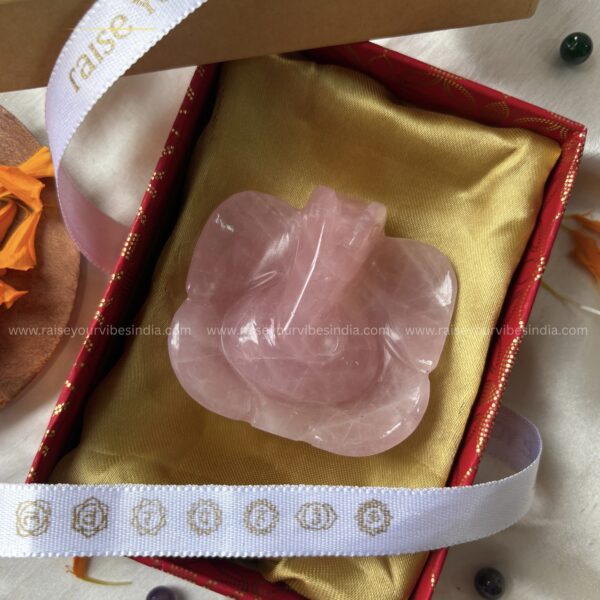 Natural Rose-quartz Ganeshji | 100% Natural & Certified- Height 2.5inch - Image 2
