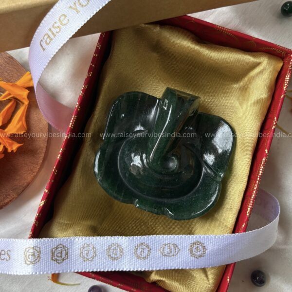 Natural Green Jade Ganeshji | 100% Natural & Certified - Height 2.5inch - Image 2