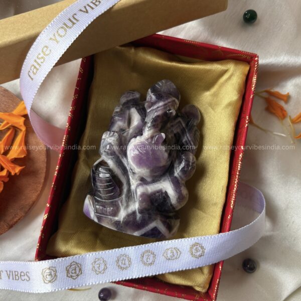 Natural Amethyst Ganeshji (250grams, 2.5-3inches) | 100% Natural & Certified - Image 2