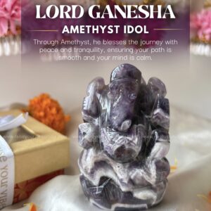 Natural Amethyst Ganeshji (247grams, 2.5-3inches) | 100% Natural & Certified