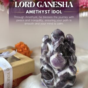 Natural Amethyst Ganeshji (250grams, 2.5-3inches) | 100% Natural & Certified