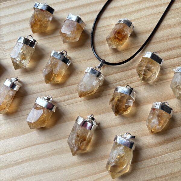 Natural Citrine Pendant Cluster Point with Chain(Abundance, Manifestation Growth - Success) | 100% Authentic & Natural