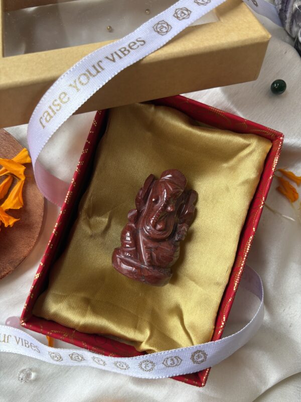 Natural Red Jasper Ganeshji (76gram, 2.5inchs) | 100% Natural & Certified - Image 2