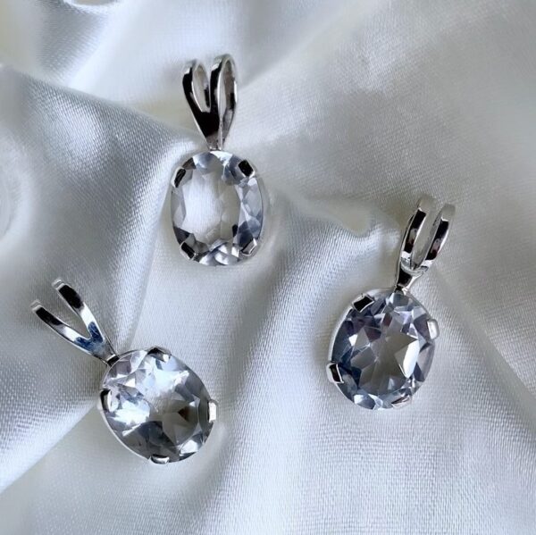 Natural White Zircon 92.5 Silver Pendant | Skin Touch | 100% Authentic & Natural