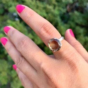 Natural Smoky Quartz 92.5 Silver Ring | Adjustable | Skin Touch | 100% Authentic & Natural