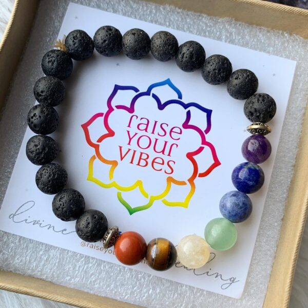ENERGIZED Lava with 7chakra 8mm |💎100% Authentic & Natural