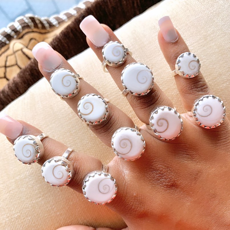 Vintage Chakra Ring Sterling Silver White Shell Gomati Chakra Gemstone Size  6 Ad | eBay