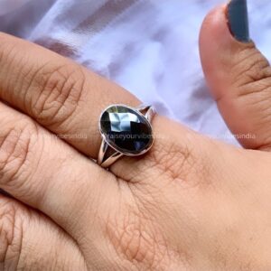 Natural Hematite 92.5 Silver Ring | Faceted | Adjustable | 100% Authentic & Natural