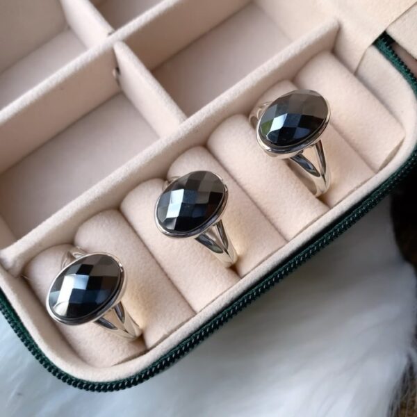 Natural Hematite 92.5 Silver Ring | Faceted | Adjustable | 100% Authentic & Natural - Image 3