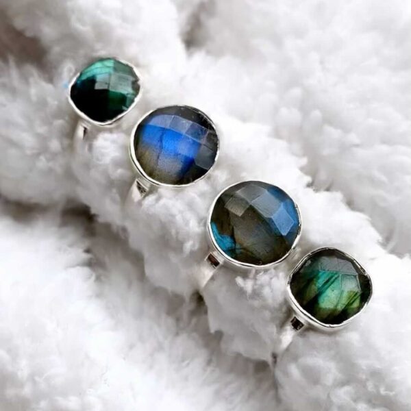 Natural Labradorite 92.5 Silver Ring | Adjustable | Skin Touch | 100% Authentic & Natural