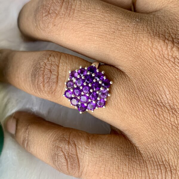 Natural Floral Amethyst 92.5 Silver Ring| Adjustable | Skin Touch | 100% Authentic & Natural