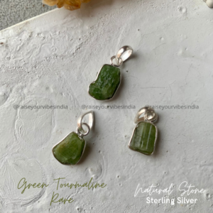 Natural Green Tourmaline Raw 92.5 Silver Pendant | 100% Authentic & Natural