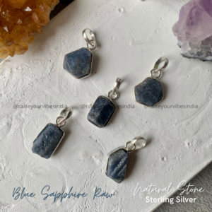 Natural Blue Sapphire Raw 92.5 Silver Pendant | 100% Authentic & Natural