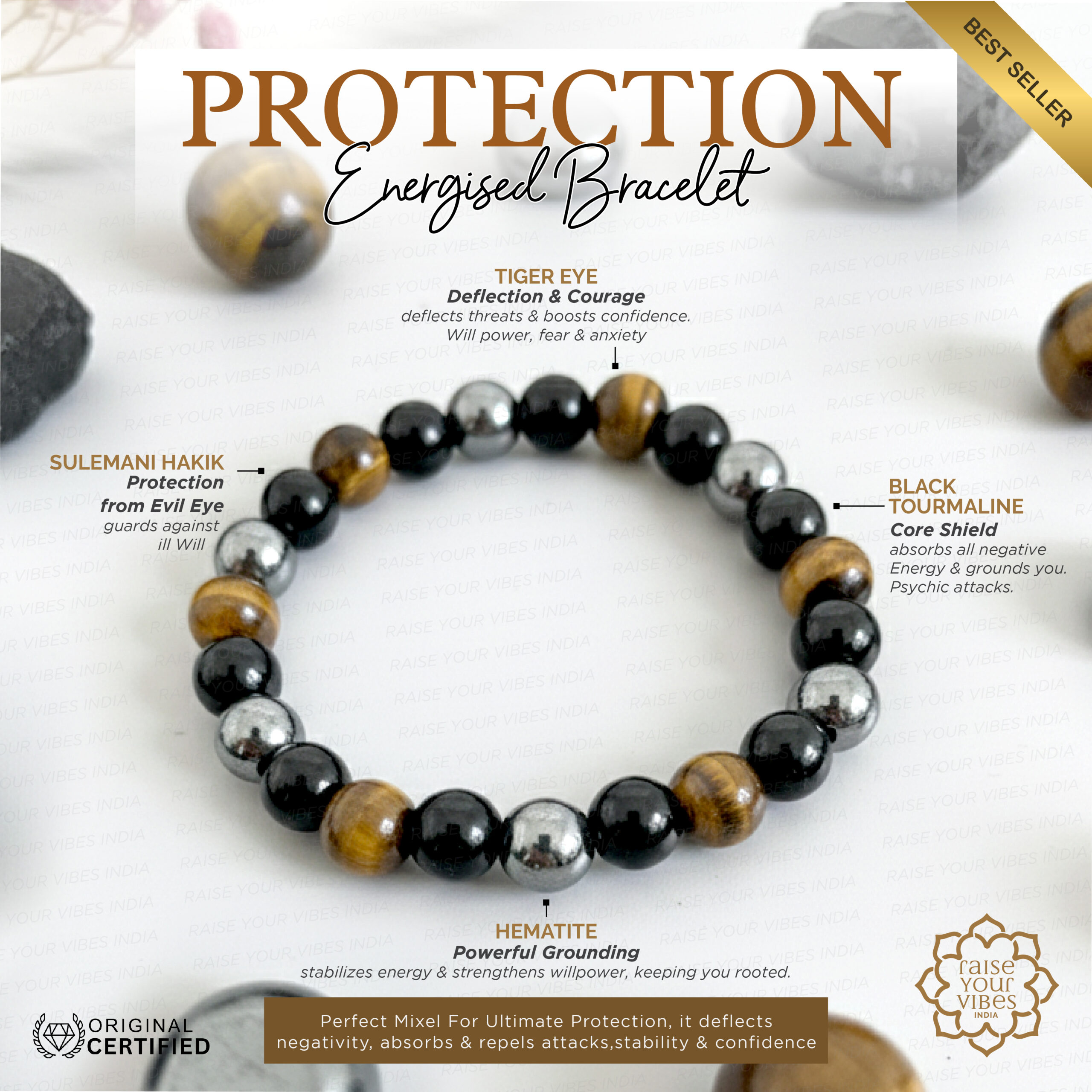 ENERGIZED Protection Bracelet 6 & 8mm |๐100% Authentic & Natural