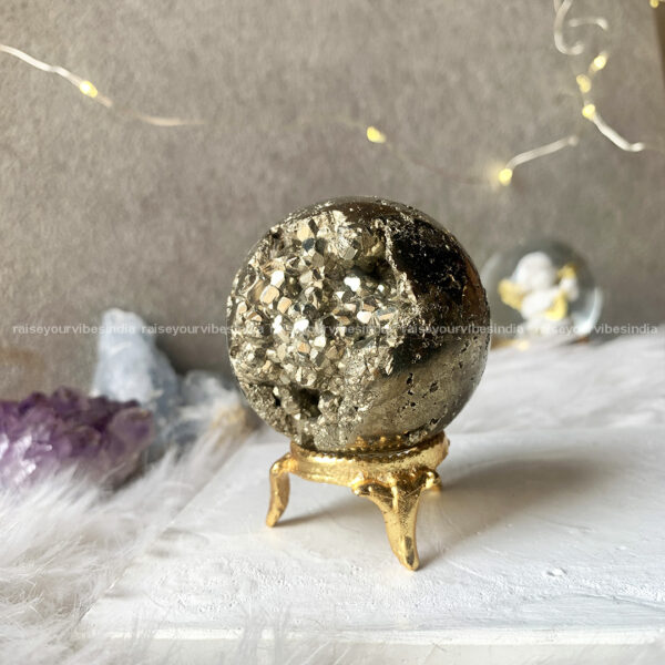 Natural Pyrite Sphere/Ball - Peru Cluster (Intelligence – Memory – Fame - Wealth) |💎100% Authentic & Natural