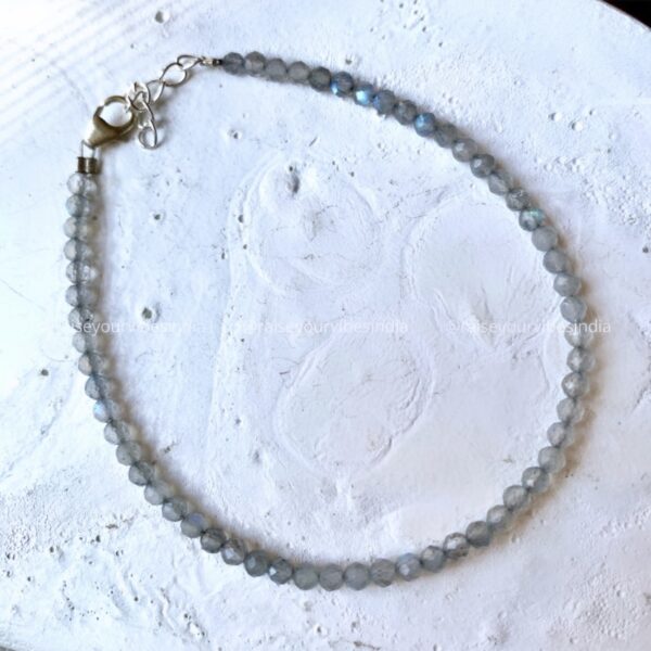 ENERGIZED Labradorite 3MM 92.5 SILVER BRACELET | ADJUSTABLE | 100% AUTHENTIC & NATURAL