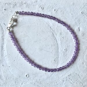 ENERGIZED Amethyst 3MM 92.5 SILVER BRACELET | ADJUSTABLE | 100% AUTHENTIC & NATURAL