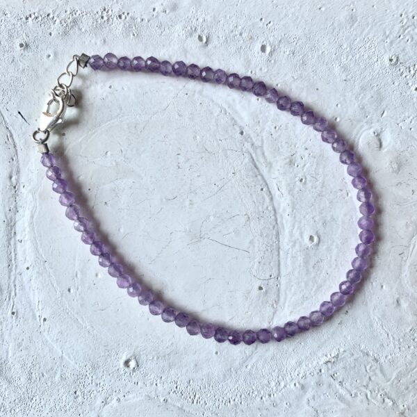 ENERGIZED Amethyst 3MM 92.5 SILVER BRACELET | ADJUSTABLE | 100% AUTHENTIC & NATURAL