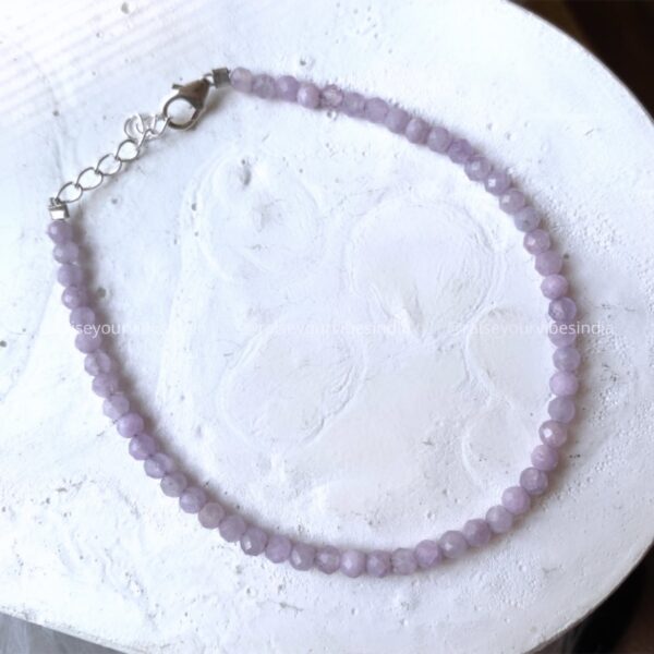 ENERGIZED Kunzite 3MM 92.5 SILVER BRACELET | ADJUSTABLE | 100% AUTHENTIC & NATURAL