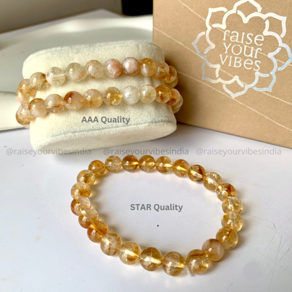 Energized Citrine Bracelet AAA & Star quality (Abundance, Manifestation Growth - Success) 8mm | 100% Authentic & Natural