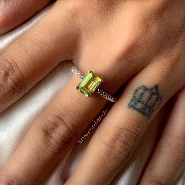 Natural Minimal Peridot Ring | 92.5 Silver Ring | Adjustable | 100% Authentic & Natural | Daily Wear