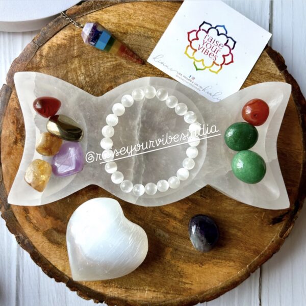 Natural Selenite 3 Moon Bowl