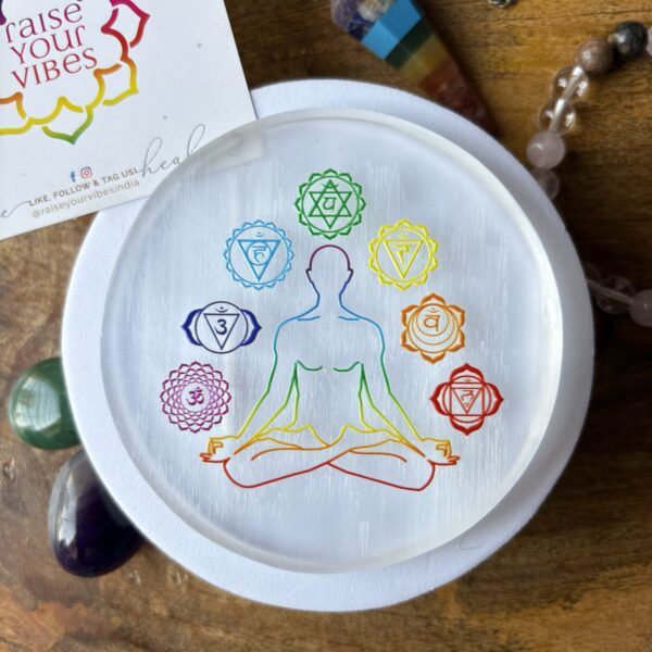 Natural Selenite Chakra  Plate