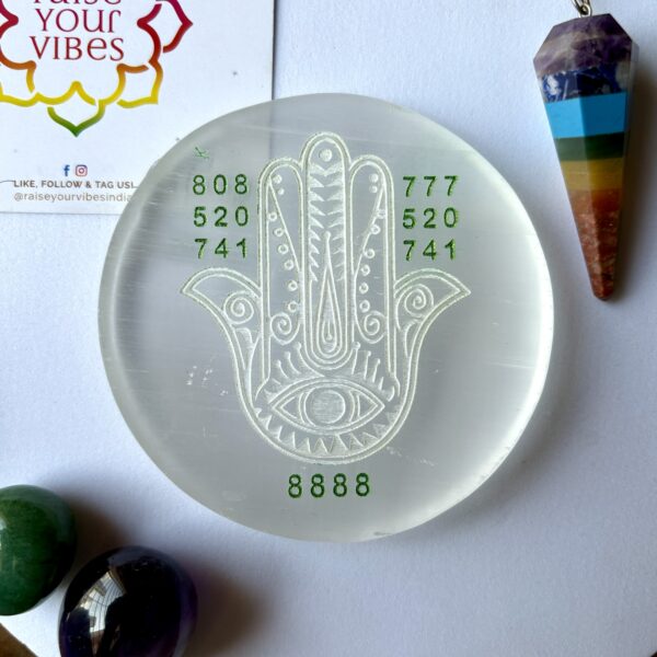 Natural Hamsa Selenite  Plate