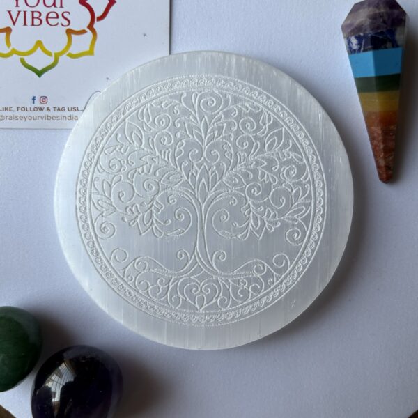 Natural Tree of Life Selenite  Plate