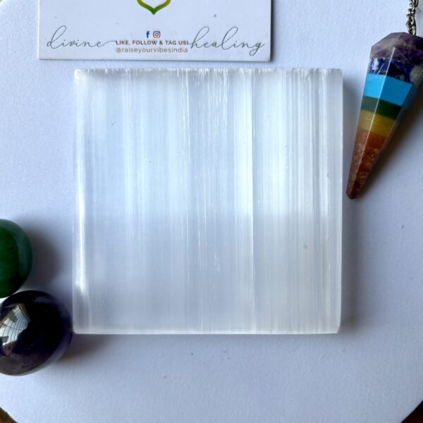 Natural Selenite Plain Plate
