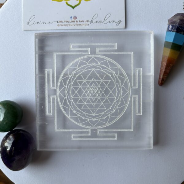 Natural Selenite Shree Yantra plate (Aura Cleansing – Protection - Serenity) |💎100% Authentic & Natural