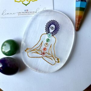 Natural Selenite 7 Chakra plate 2.5x3inches (Aura Cleansing – Protection - Serenity) |💎100% Authentic & Natural