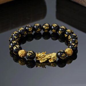Energized BLACK OBSIDIAN PIXIU BRACELET FOR WEALTH AND NAZAR