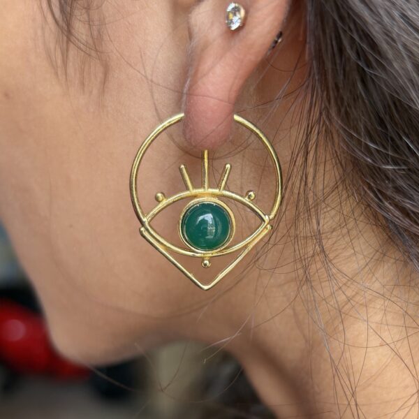 Boho Evil eye Green Onyx Earring