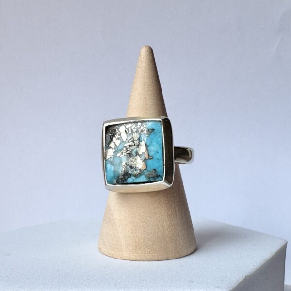 Energised Natural Irani Turquoise (Firoza) 12.55ct | 92.5 Silver - Adjustable Ring