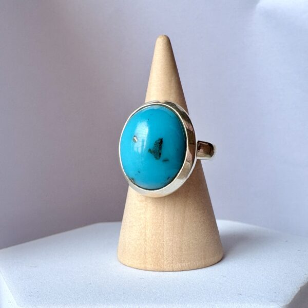 Energised Natural Irani Turquoise (Firoza) 10ct | 92.5 Silver - Adjustable Ring