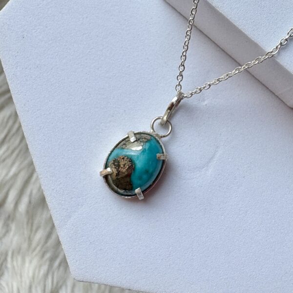 Energised Natural Irani Turquoise (Firoza) | 92.5 Silver Pendant