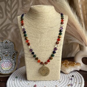 REIKI ENERGISED 7 CHAKRA & DIVINE SYMBOL SHRI YANTRA MALA- 32 inches