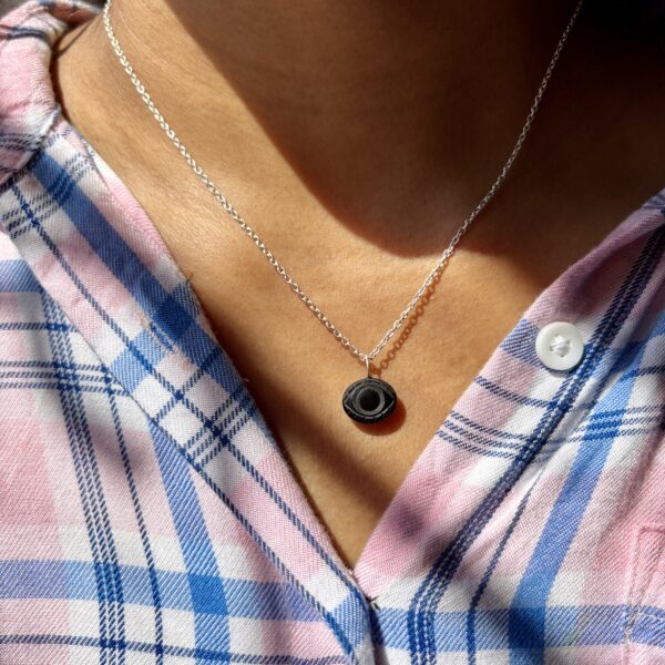 Energised Nazar (Evil Eye) Black Onyx Pendant - 92.5 Silver