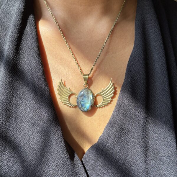 Boho Labrodrite Wing pendant