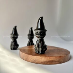 Reiki Energized Black Obsidian Mini Witches Cat