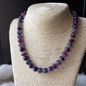 Energized Multi Fluorite Necklace - 10MM - 18inches Star Quality (Cleansing Learning Structure – Clarity) | 100% Authentic & Natural
