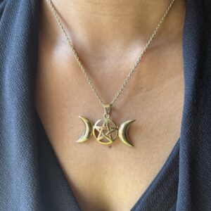 Boho Triple Moon & Pentacle Pendant