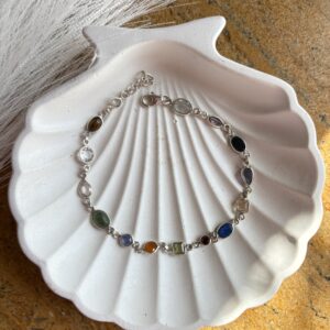 Multi 7 Chakra Minimal bracelet 92.5 Silver