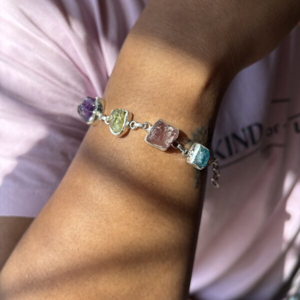 Natural Multi Raw Healing bracelet 92.5 Silver (Sterling Silver) - Pre order - Image 4