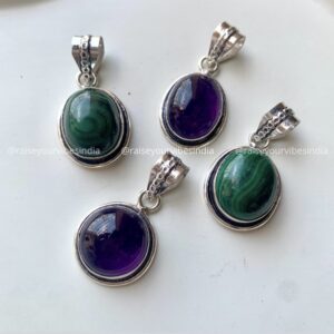 Natural Malachite and Amethyst Pendant |💎100% Authentic & Natural
