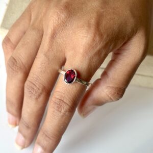 Energised Natural Garnet Ring | 92.5 Silver - Adjustable Ring