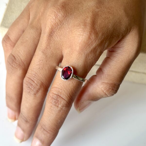 Energised Natural Garnet Ring | 92.5 Silver - Adjustable Ring